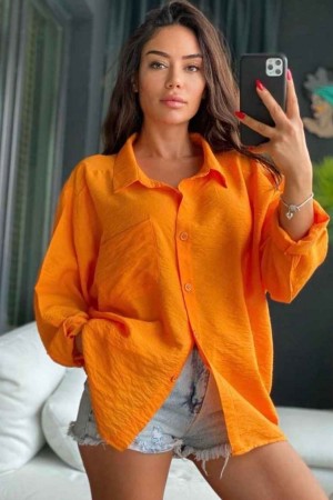 147070 TOPTAN TURUNCU GÖMLEK