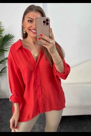 147071 TOPTAN KIRMIZI GÖMLEK