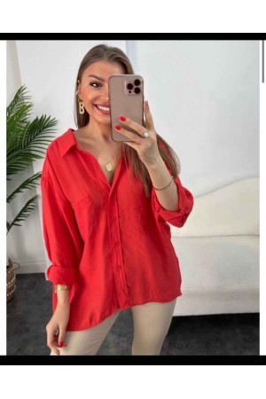 147071 TOPTAN KIRMIZI GÖMLEK