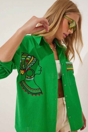 147076 TOPTAN YEŞİL GÖMLEK