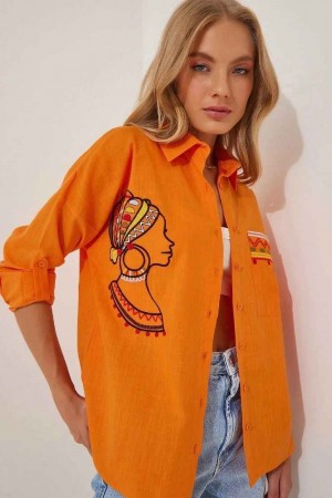 147078 TOPTAN TURUNCU GÖMLEK