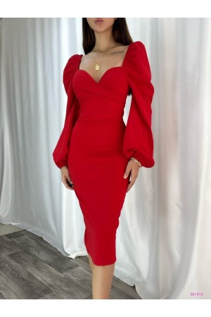 147989 TOPTAN KIRMIZI ELBİSE