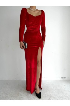 148008 TOPTAN KIRMIZI ELBİSE