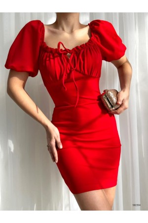 148807 TOPTAN KIRMIZI ELBİSE