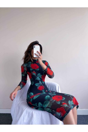 150332 TOPTAN DESENLİ ELBİSE