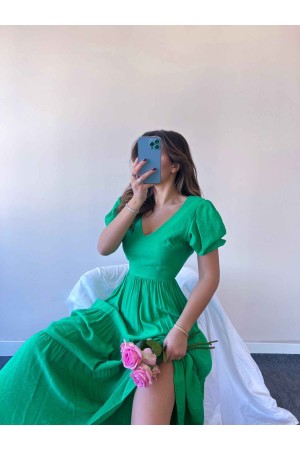 150335 TOPTAN YEŞİL ELBİSE