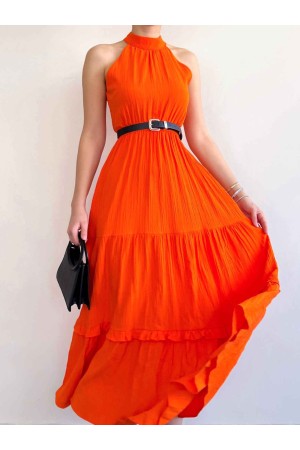 150352 TOPTAN TURUNCU ELBİSE