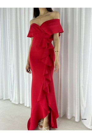 150744 TOPTAN KIRMIZI ELBİSE