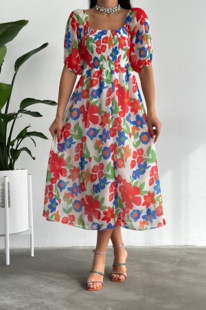 151545 TOPTAN DESENLİ ELBİSE