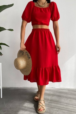 151554 TOPTAN KIRMIZI ETEK TAKIM