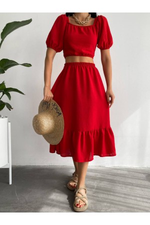 151554 TOPTAN KIRMIZI ETEK TAKIM