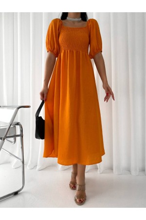 151556 TOPTAN TURUNCU ELBİSE