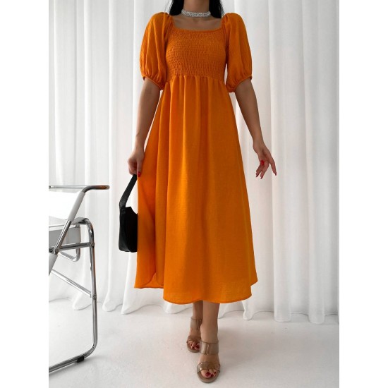 151556 TOPTAN TURUNCU ELBİSE