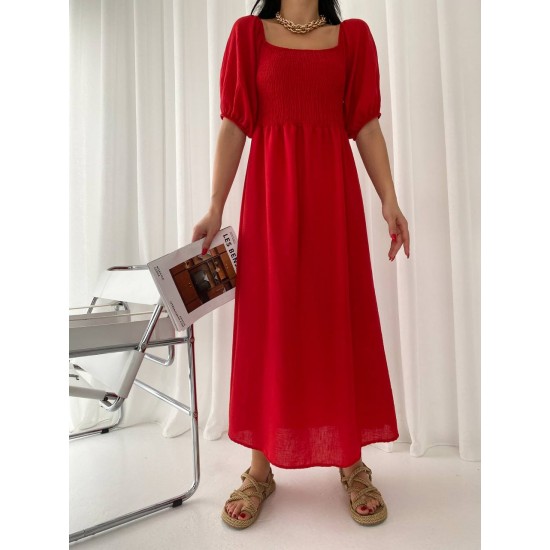 151558 TOPTAN KIRMIZI ELBİSE