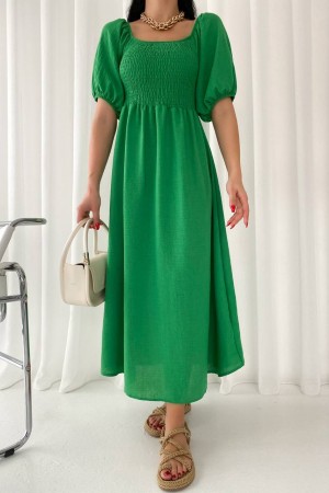 151562 TOPTAN YEŞİL ELBİSE