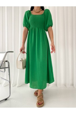 151562 TOPTAN YEŞİL ELBİSE