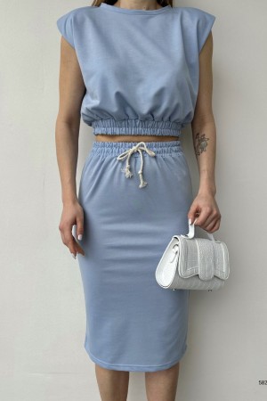 151586 TOPTAN BEBE MAVİ ETEK TAKIM