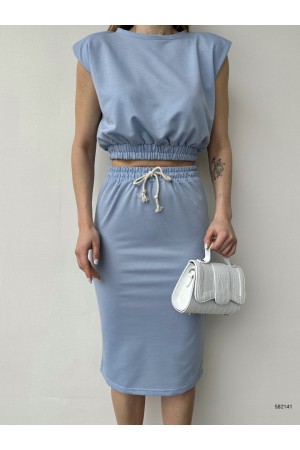 151586 TOPTAN BEBE MAVİ ETEK TAKIM