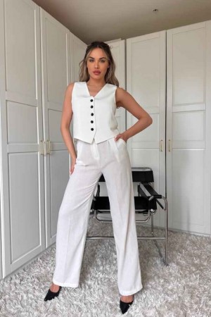 151802 TOPTAN BEYAZ PANTOLON TAKIM