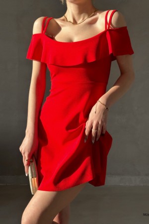 151922 TOPTAN KIRMIZI ELBİSE