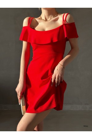 151922 TOPTAN KIRMIZI ELBİSE