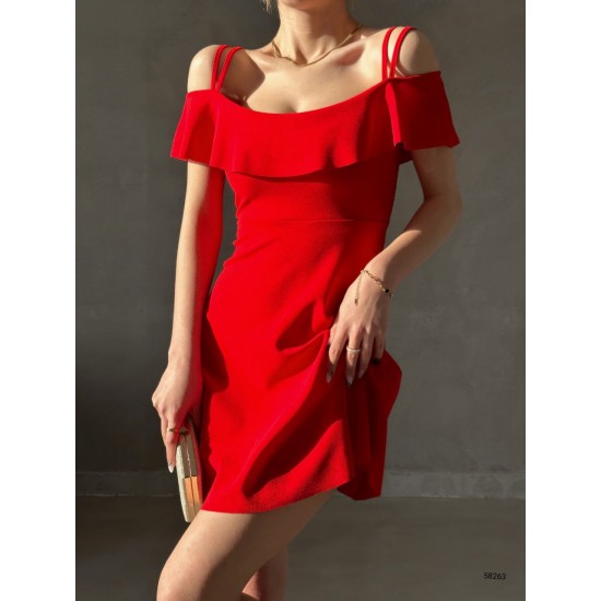 151922 TOPTAN KIRMIZI ELBİSE