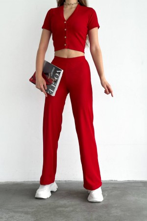 152489 TOPTAN KIRMIZI PANTOLON TAKIM