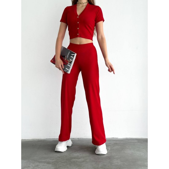 152489 TOPTAN KIRMIZI PANTOLON TAKIM