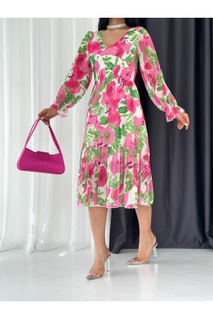 152840 TOPTAN DESENLİ ELBİSE