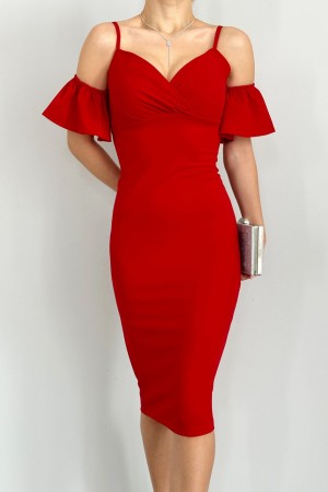 152971 TOPTAN KIRMIZI ELBİSE