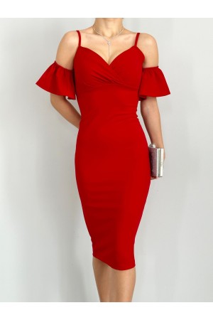 152971 TOPTAN KIRMIZI ELBİSE