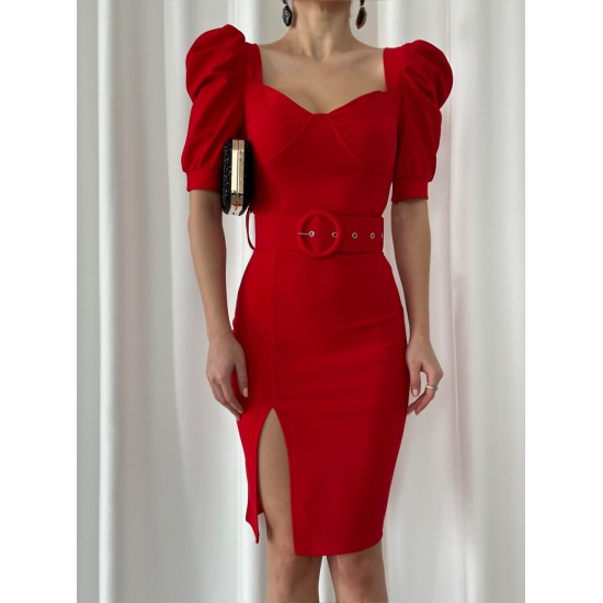 152980 TOPTAN KIRMIZI ELBİSE