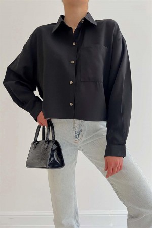 152986 TOPTAN SİYAH GÖMLEK