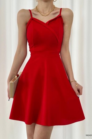 153252 TOPTAN KIRMIZI ELBİSE