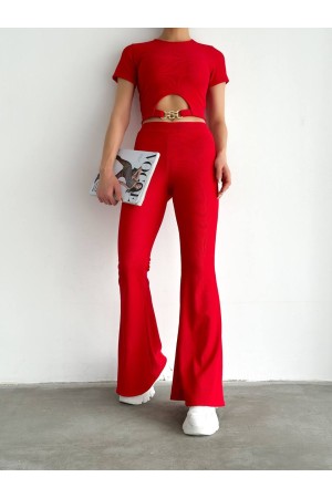153342 TOPTAN KIRMIZI PANTOLON TAKIM