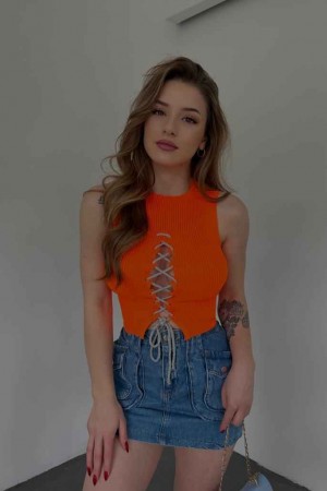 153589 TOPTAN TURUNCU BLUZ