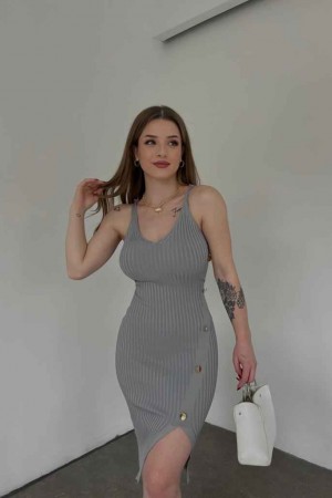 153596 TOPTAN GRİ ELBİSE