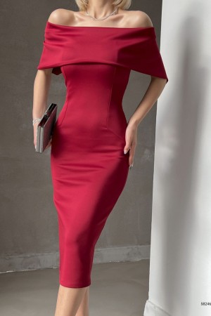 153671 TOPTAN BORDO ELBİSE