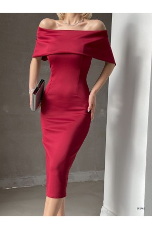 153671 TOPTAN BORDO ELBİSE