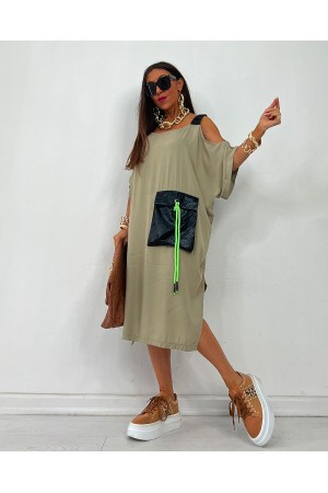 153883 TOPTAN HAKİ ELBİSE