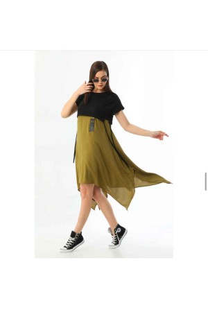 153894 TOPTAN İKİ RENKLİ ELBİSE