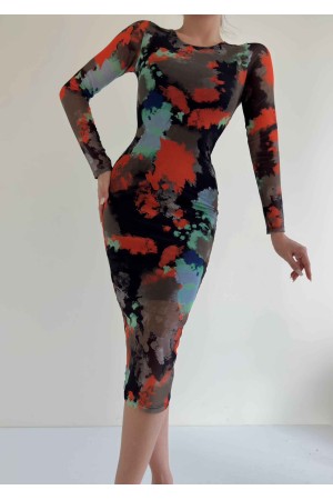 154195 TOPTAN DESENLİ ELBİSE