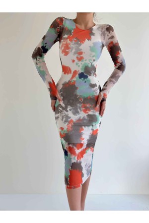 154196 TOPTAN DESENLİ ELBİSE