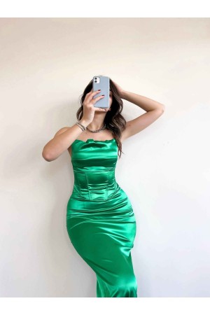 154200 TOPTAN YEŞİL ELBİSE