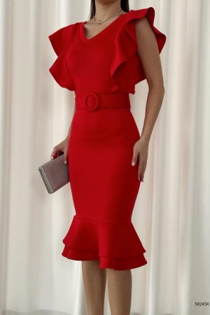 154405 TOPTAN KIRMIZI ELBİSE