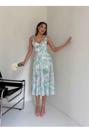 154868 TOPTAN ÇİÇEK DESENLİ ELBİSE