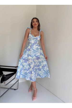 154869 TOPTAN ÇİÇEK DESENLİ ELBİSE