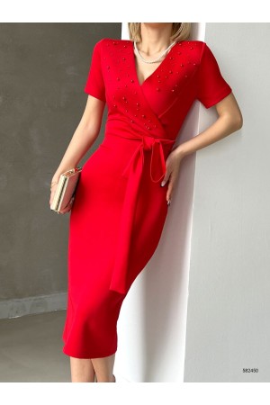 155194 TOPTAN KIRMIZI ELBİSE