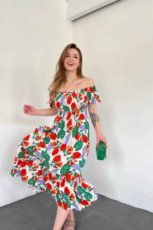 155325 TOPTAN DESENLİ ELBİSE