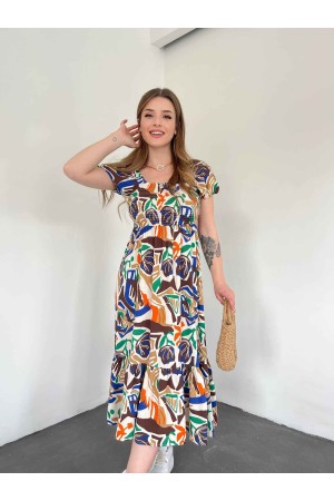 155327 TOPTAN DESENLİ ELBİSE